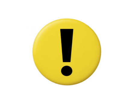 Bright yellow button with black exclamation mark symbol, conveying sense of alertness and attention. This design is simple yet effective for warning or notification purposes png