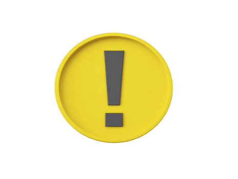 Warning sign in bright yellow color with gray exclamation mark symbol, conveying caution and alertness. This graphic element is ideal for emphasizing important messages or safety information png