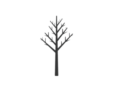 Minimalist illustration of tree with bare branches, showcasing simple and elegant design. tree stands alone, emphasizing its structure and form, perfect for various creative projects png