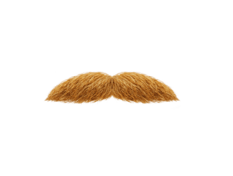 Fluffy, golden brown mustache with soft texture, perfect for adding playful touch to designs or illustrations. This whimsical accessory can enhance various creative projects png