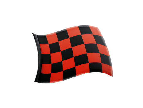 Vibrant checkered flag featuring alternating red and black squares, symbolizing racing and competition. This dynamic design captures excitement of motorsports and thrill of speed png