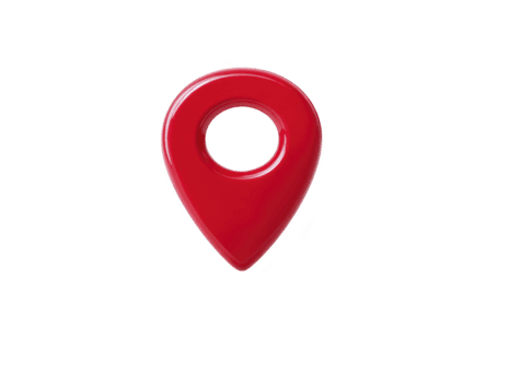 Vibrant red location pin icon, symbolizing navigation and mapping. This graphic element is perfect for representing directions, travel, and location based services png