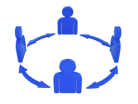 samarbete och lagarbete är representerade förbi blå siffror i cirkulär arrangemang, symboliserar kommunikation och samspel bland individer. detta förmedlar känsla av enhet och samarbete png