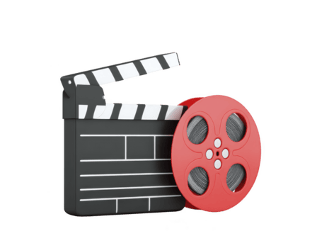 Film Klappe und rot Film Spule symbolisieren Wesen von Kino und Filmemachen. diese erfasst Aufregung und Kreativität damit verbundenen mit Film Produktion, Herstellung es perfekt zum verschiedene Medien png