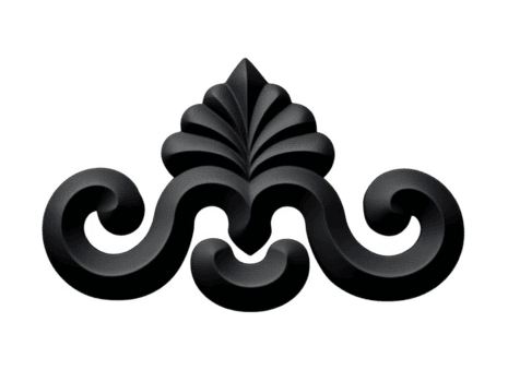 Elegant decorative element featuring intricate curves and leaf motif, perfect for enhancing design projects with touch of sophistication and style png