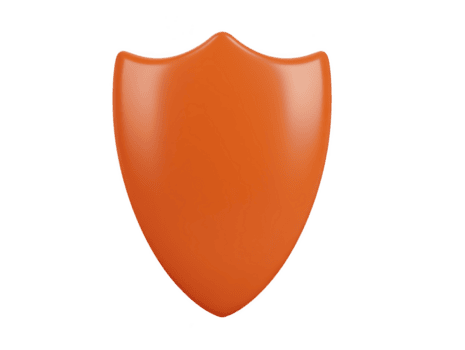 vivace arancia scudo icona, simboleggiante protezione e sicurezza, sta su contro trasparente sfondo. Questo design può essere Usato nel vario contesti, Compreso digitale sicurezza e il branding png