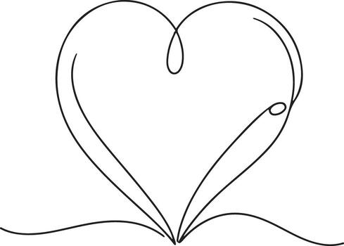 A continuous thin line forming a heart shape with a small infinity loop inside vector