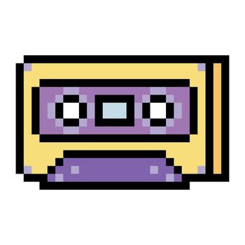 Audio cassette in pixel art isolated on white background vector