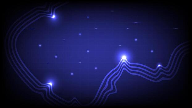 Futuristic abstract background featuring glowing wavy lines, star lights and deep blue gradient, ideal for technology or space themes vector