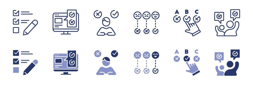 simple questionnaire survey checklist icon line set business opinion feedback evaluation select multiple choice checkmark signs illustration for web and app vector