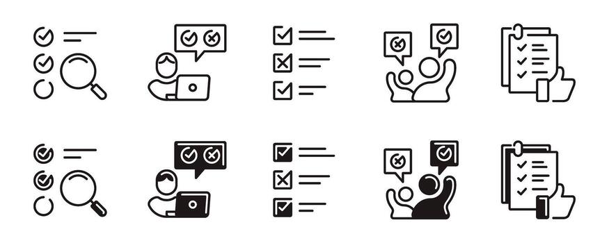 simple multiple choice survey icon line set business questionnaire select option feedback evaluation signs outline illustration vector
