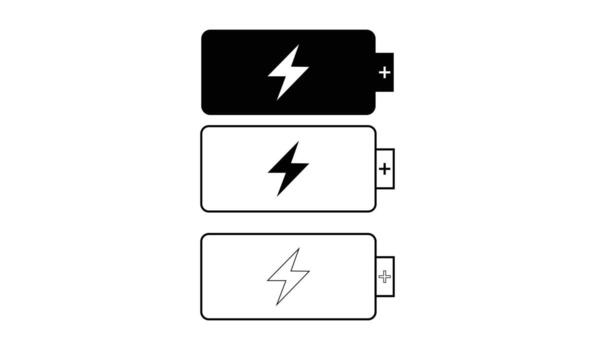 Tres batería íconos demostración diferente cargar niveles con relámpago tornillo símbolo vector