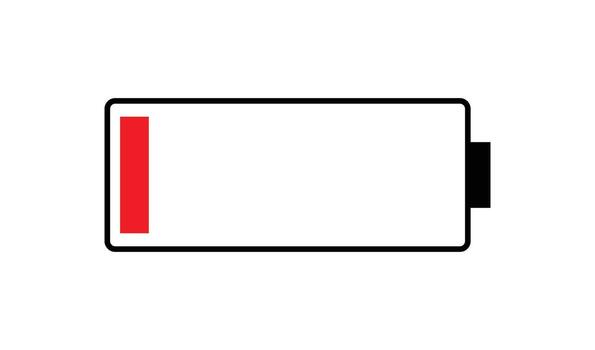 Low battery icon showing almost empty power level vector