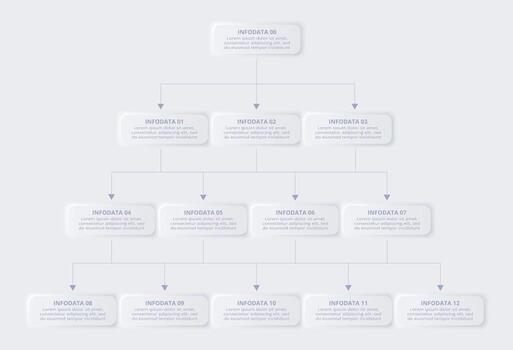 Neumorphic flowchart iinfographic. Creative concept for infographic with 13 steps or processes. vector