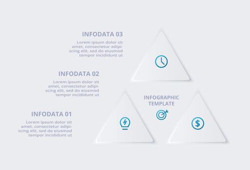 Neumorphic infographic with 3 steps or processes. vector