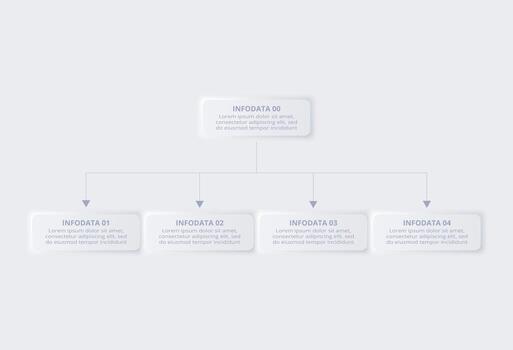 Neumorphic flowchart iinfographic. Creative concept for infographic with 5 steps or processes. vector