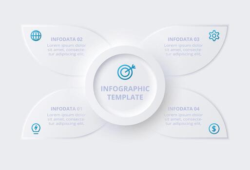 Infographic template with four data sections vector