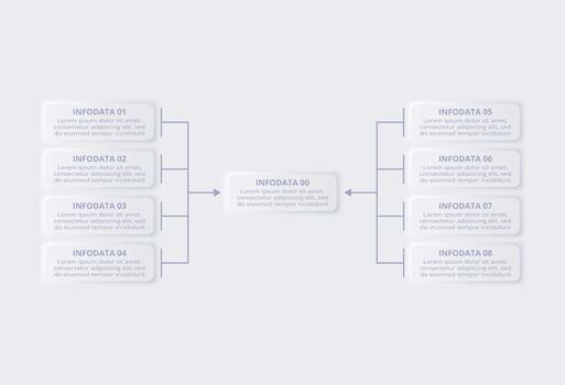 Neumorphic infographic with 9 steps or processes. vector