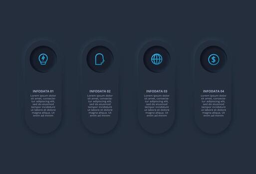 Infographic with four data sections and icons vector