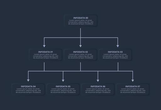 Neumorphic flowchart dark iinfographic. Creative concept for infographic with 8 steps or processes. vector
