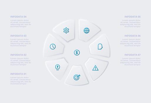 Circular diagram with various informational icons vector