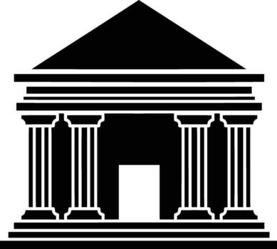 Classical Building with Columns Icon. vector