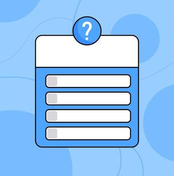 Quiz banner template in blue colors. Question mark copy space background. vector