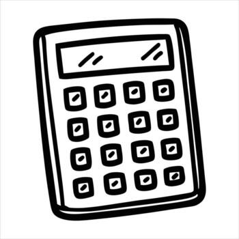 Simple doodle of a calculator with doodle numbers vector