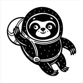 Cute sloth astronaut floating in space with helmet vector
