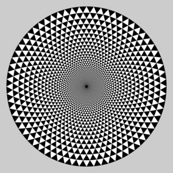 Abstract thousand petalled lotus design in black and white with halftone triangle circle form. vector