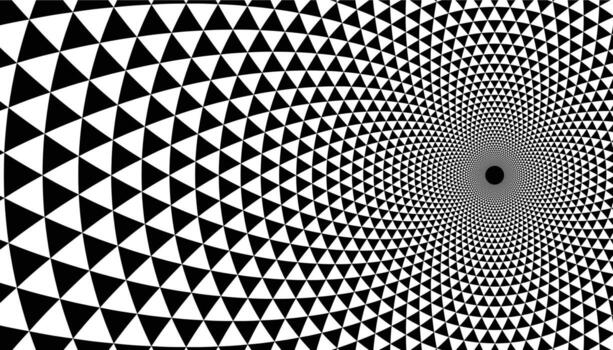 Stylish background with circle shape built from halftone triangle in flat black and white texture. vector