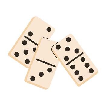 Domino game of three figures composition isolated on white background in flat cartoon style. vector