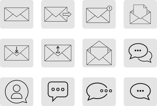 Email and message icons for digital communication vector