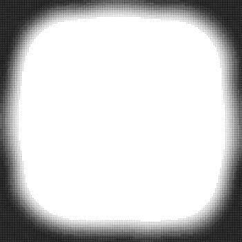 Abstract halftone dotted border frame with gradient black dots on white background, perfect for retro design, poster, comic style template, and graphic decoration projects. vector