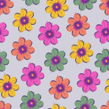 floral vistoso sin costura ilustración modelo antecedentes. ornamental flor diseño para utilizar todas de tela impresión envase papel y otros. todas terminado diseño Listo a impresión. vector