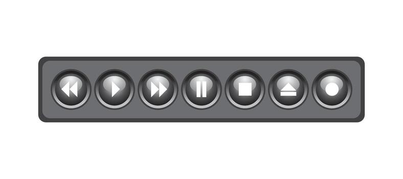 Media player control buttons icon set. multimedia interfaces. vector