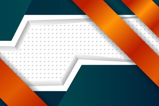 Contrast green orange geometric tech abstract background on horizontal layout with dot pattern and shadow effect vector