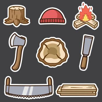set of woodcutter good for sticker, badge, element design, print design, etc vector