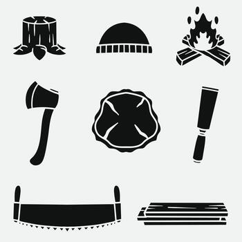 set of woodcutter good for icon, symbol, element design, silhouette design, etc vector