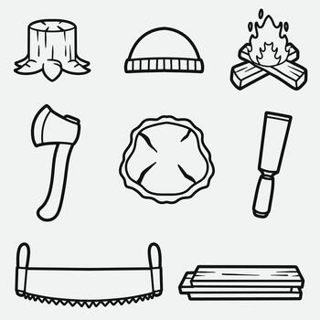 conjunto de leñador con contorno estilo bueno para icono, símbolo, elemento diseño, colorante libro, etc vector