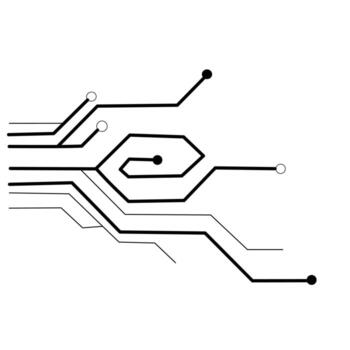 Abstract circuit board design with connected lines and nodes, symbolizing technology, digital networks, electronics, communication, and modern innovation in a minimal style. vector