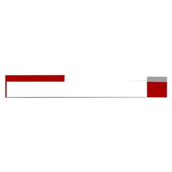 Minimalist, high-contrast lower third or progress bar graphic. Features a long white strip with bold red and subtle gray accents, creating a clean, professional interface element. vector