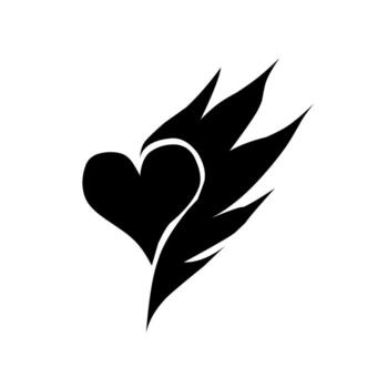 Abstract flaming heart design with bold sharp lines, symbolizing passion, love, freedom, and energy in a modern artistic style. vector