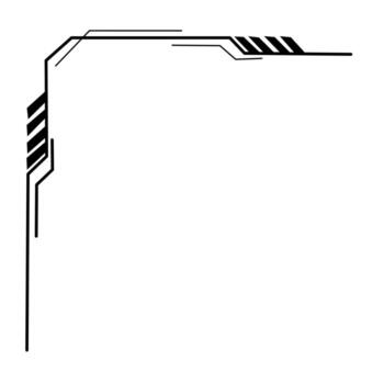 negro y blanco futurista esquina diseño. alta tecnología, resumen marco elemento con agudo líneas y geométrico patrones, Perfecto para ui ux o juego de azar temas vector