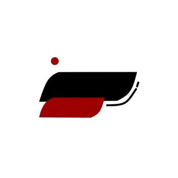 Abstract, modern lower third or title bar with curved, layered black and dark red shapes. Accented by a red dot and dynamic lines, giving it a flowing, professional look. vector