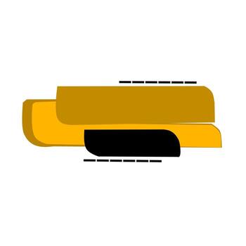 Bold, abstract lower third or title bar in golden yellow and black. Layered, rounded shapes with dashed accents create a dynamic, modern, and high-tech graphic element. vector