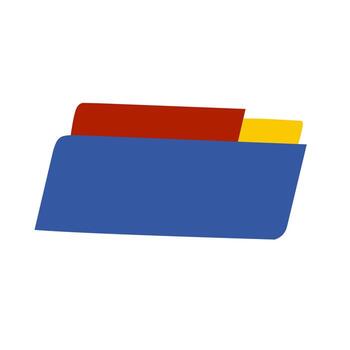 Stylized flat design icon resembling a file folder with layered tabs in blue, red, and yellow. A simple, professional graphic for organization, documents, or data. vector