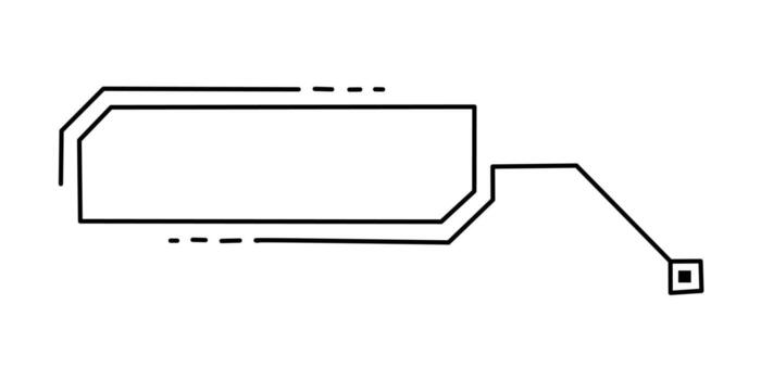 Minimalist HUD callout box with a sharp pointer. A futuristic and hi-tech graphic element for data display, target information, or an augmented reality interface. vector