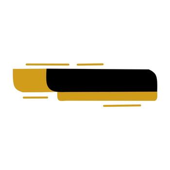 Stylish lower third or title bar in black and gold. Features a layered, rounded rectangular shape with dynamic accent lines, suggesting motion, professionalism, and luxury. vector