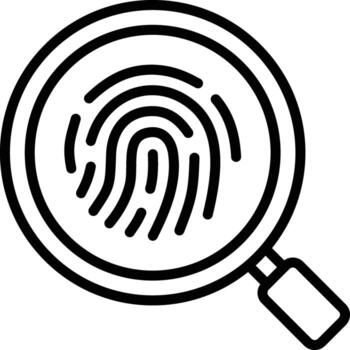Investigation of fingerprint magnifying glass, security, or identification of a problem related to criminal vector